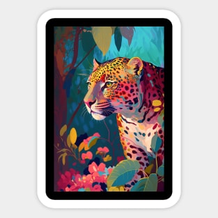 Leopard Animal Portrait Painting Wildlife Outdoors Adventure Sticker